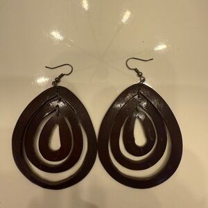 Brown Teardrop Hoop Earrings